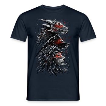Dragon Wolf Lion - Drache Wolf Löwe - Männer T-Shirt - Navy - Vorne - AI Model Male 178 light (178cm)
