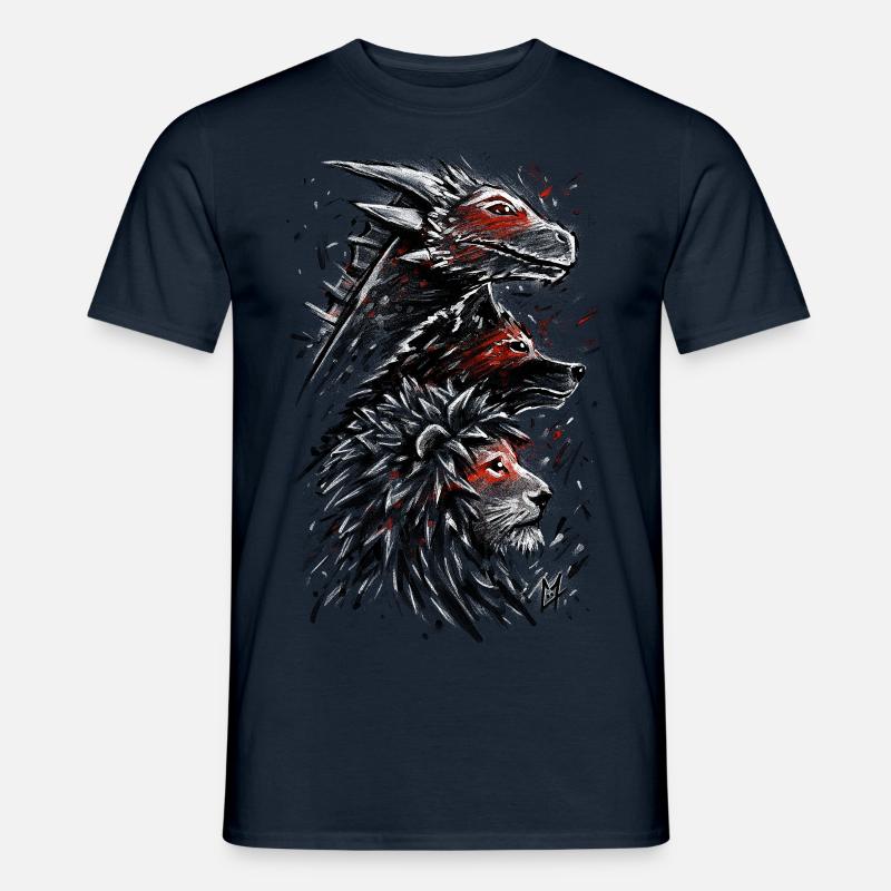 Dragon Wolf Lion - Drache Wolf Löwe - Männer T-Shirt - Navy