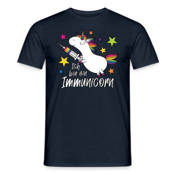 Geimpft Einhorn Ich bin ein Immunicorn - Männer T-Shirt - Navy - Vorne - AI Model Male 178 light (178cm)