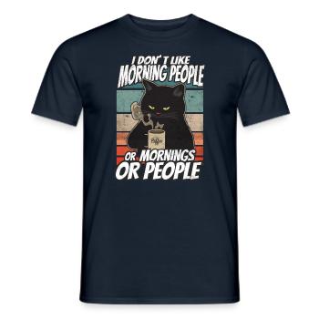 i dont like morning people Katze Kaffee Cat - Männer T-Shirt - Navy - Vorne - AI Model Male 178 light (178cm)