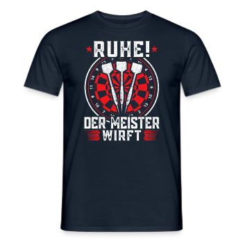 Dart - Ruhe der Meister wirft Sprüche Dartspieler - Männer T-Shirt - Navy - Vorne - AI Model Male 178 light (178cm)