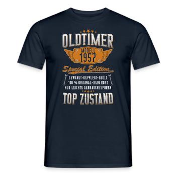 Oldtimer Baujahr 1957 Geboren Jahrgang Geburtstag - Männer T-Shirt - Navy - Vorne - AI Model Male 178 light (178cm)