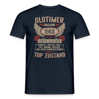 Oldtimer Baujahr 1968 Geboren Jahrgang Geburtstag - Männer T-Shirt - Navy - Vorne - AI Model Male 178 light (178cm)