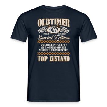 Oldtimer Baujahr 1957 Geboren Jahrgang Geburtstag - Männer T-Shirt - Navy - Vorne - AI Model Male 178 light (178cm)