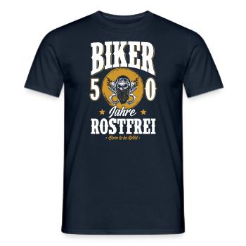50. Geburtstag Mann Geschenk lustig Biker Motorrad - Männer T-Shirt - Navy - Vorne - AI Model Male 178 light (178cm)