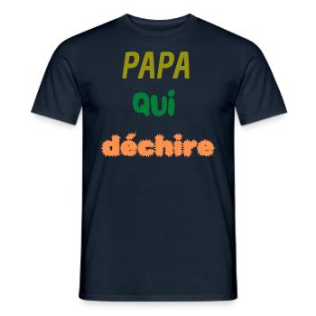 PAPA qui déchire - T-shirt homme - marine - Devant - AI Model Male 178 light (178cm)