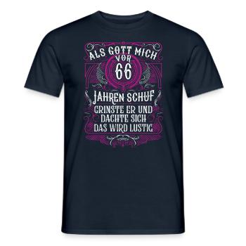 Als Gott mich vor 66 Jahren schuf 66. Geburtstag - Männer T-Shirt - Navy - Vorne - AI Model Male 178 light (178cm)