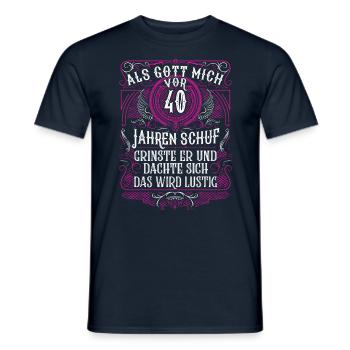 Als Gott mich vor 40 Jahren schuf 40. Geburtstag - Männer T-Shirt - Navy - Vorne - AI Model Male 178 light (178cm)