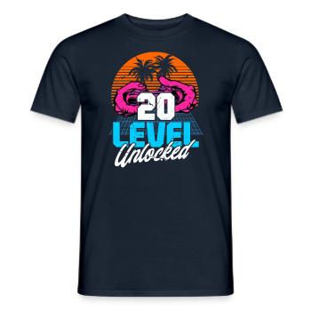 Niveau 20 Débloqué 20ème anniversaire Gamer 80s rétro - T-shirt homme - marine - Devant - AI Model Male 178 light (178cm)