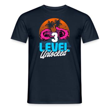 Niveau 3 Déverrouillé 3ème anniversaire Gamer 80s rétro - T-shirt homme - marine - Devant - AI Model Male 178 light (178cm)