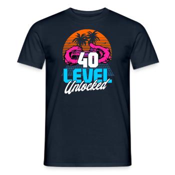 Niveau 40 Débloqué 40th Birthday Gamer 80s rétro - T-shirt homme - marine - Devant - AI Model Male 178 light (178cm)