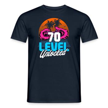 Level 70 Unlocked 70th Birthday Gamer 70s retro - Men's T-Shirt - navy - Front - AI Model Male 178 light (178cm)