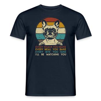 French Bulldog French Bulldog retro - Men's T-Shirt - navy - Front - AI Model Male 178 light (178cm)