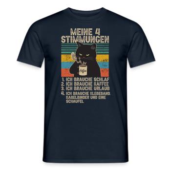 4 Stimmungen Katze Lustige Sprüche Kaffee - Männer T-Shirt - Navy - Vorne - AI Model Male 178 light (178cm)