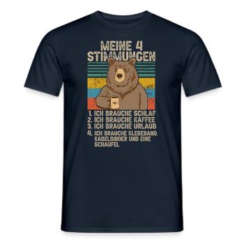 4 Stimmungen Katze Lustige Sprüche Kaffee - Männer T-Shirt - Navy - Vorne - AI Model Male 178 light (178cm)
