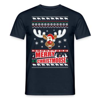 Weihnachtsoutfit Merry Christmoose Fröhlicher Elch - Männer T-Shirt - Navy - Vorne - AI Model Male 178 light (178cm)