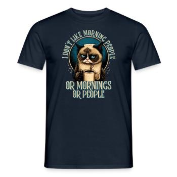 i dont like morning people Katze Kaffee Cat - Männer T-Shirt - Navy - Vorne - AI Model Male 178 light (178cm)