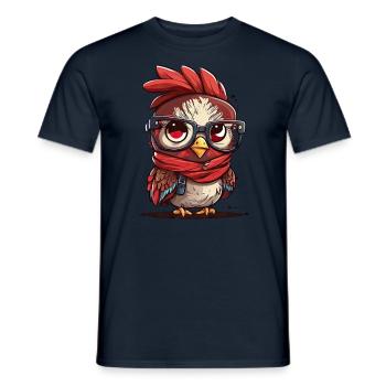 Sweet Chicken With Bandana Headband Glasses Girl - Men's T-Shirt - navy - Front - AI Model Male 178 light (178cm)