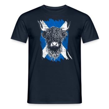 schottischer Hochländer Hochland Rind Highland Kuh - Männer T-Shirt - Navy - Vorne - AI Model Male 178 light (178cm)