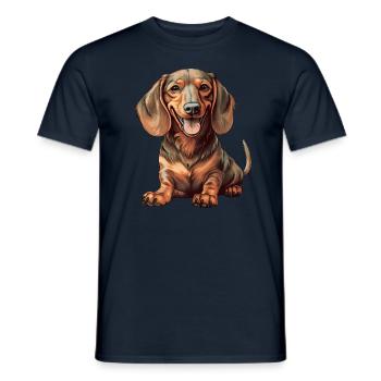 Dachshund Teckel Dog Breed Illustration Puppy Picture - Men's T-Shirt - navy - Front - AI Model Male 178 light (178cm)