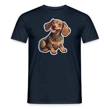 Dachshund Teckel Dog Breed Illustration Puppy Picture - Men's T-Shirt - navy - Front - AI Model Male 178 light (178cm)
