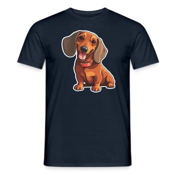 Dachshund Teckel Dog Breed Illustration Puppy Picture - Men's T-Shirt - navy - Front - AI Model Male 178 light (178cm)
