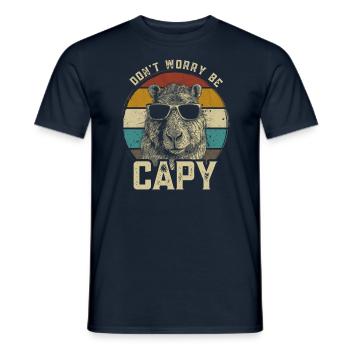 Capybara Wasserschwein retro Nagetier Tier lustig - Männer T-Shirt - Navy - Vorne - AI Model Male 178 light (178cm)