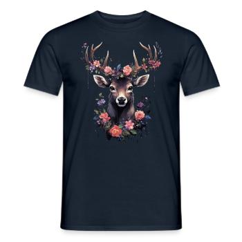 Remplacement dirndl cerf bois cerf cerf - T-shirt homme - marine - Devant - AI Model Male 178 light (178cm)