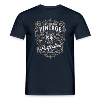 Anniversaire des années 1940 né dans les années 1940 rétro Vintage - T-shirt homme - marine - Devant - AI Model Male 178 light (178cm)