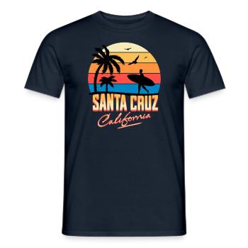 Santa Cruz California Vintage sunset Surfer Wellen - Männer T-Shirt - Navy - Vorne - AI Model Male 178 light (178cm)