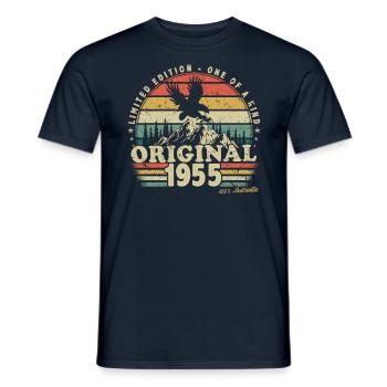 1955 Anniversaire Né En 1955 Rétro Vintage - T-shirt homme - marine - Devant - AI Model Male 178 light (178cm)