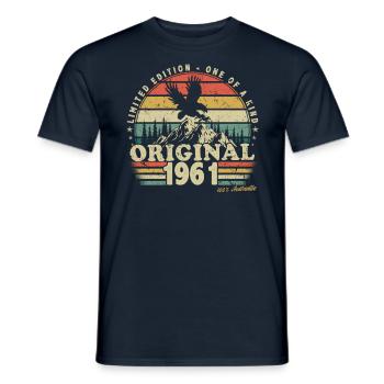 1961 Vintage anniversaire rétro Vintage cadeau - T-shirt homme - marine - Devant - AI Model Male 178 light (178cm)