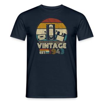 1943 Birthday Born In 1943 Retro Vintage - Men's T-Shirt - navy - Front - AI Model Male 178 light (178cm)