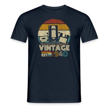 Anniversaire des années 1940 né dans les années 1940 rétro Vintage - T-shirt homme - marine - Devant - AI Model Male 178 light (178cm)