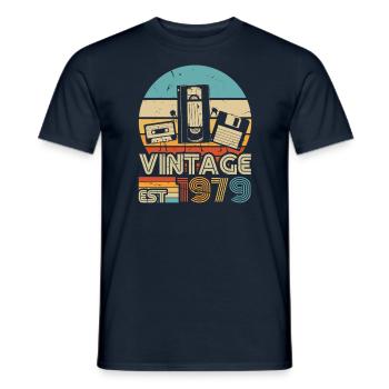1979 Birthday Born In 1979 Retro Vintage - Men's T-Shirt - navy - Front - AI Model Male 178 light (178cm)