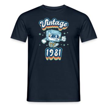 1981 Birthday Born In 1981 Retro Vintage - Men's T-Shirt - navy - Front - AI Model Male 178 light (178cm)