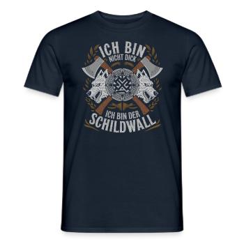 Ich bin nicht dick ich bin der Schildwall Wikinger - Männer T-Shirt - Navy - Vorne - AI Model Male 178 light (178cm)
