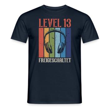 13th Birthday 13 Years Level 13 Video Gamer - Men's T-Shirt - navy - Front - AI Model Male 178 light (178cm)