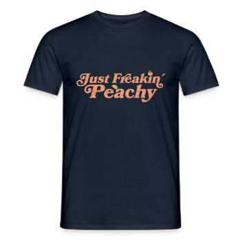 juste pêche - peach fruit dicton - T-shirt homme - marine - Devant - AI Model Male 178 light (178cm)