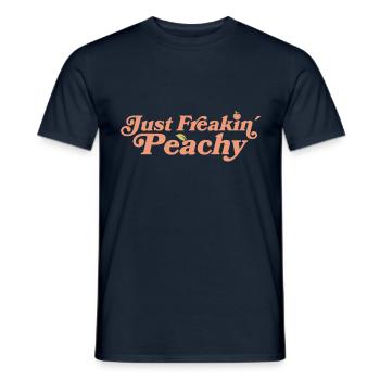 just peachy - peach fruit saying - Men's T-Shirt - navy - Front - AI Model Male 178 light (178cm)