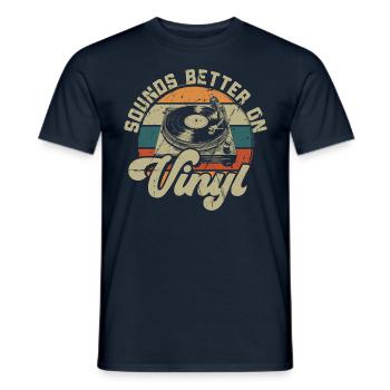 Schallplatte Vinyl Musik Plattenspieler retro - Männer T-Shirt - Navy - Vorne - AI Model Male 178 light (178cm)