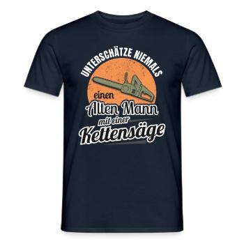 Kettensäge Forstwirt Holz machen alter Mann - Männer T-Shirt - Navy - Vorne - AI Model Male 178 light (178cm)