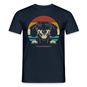 Teckel Race Teckel Teckel drôle rétro - T-shirt homme - marine - Devant - AI Model Male 178 light (178cm)