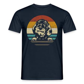 Dachshund Rauhaar Dachshund retro - Men's T-Shirt - navy - Front - AI Model Male 178 light (178cm)