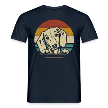 Dachshund Breed Dachshund Teckel 70s 80s retro - Men's T-Shirt - navy - Front - AI Model Male 178 light (178cm)