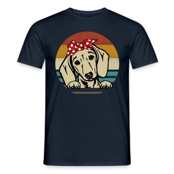 Dachshund Breed Dachshund Teckel 70s 80s retro - Men's T-Shirt - navy - Front - AI Model Male 178 light (178cm)