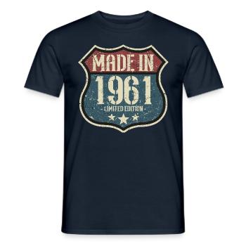 1961 Vintage anniversaire rétro Vintage cadeau - T-shirt homme - marine - Devant - AI Model Male 178 light (178cm)