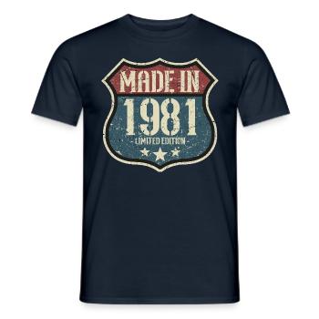 1981 Birthday Born In 1981 Retro Vintage - Men's T-Shirt - navy - Front - AI Model Male 178 light (178cm)