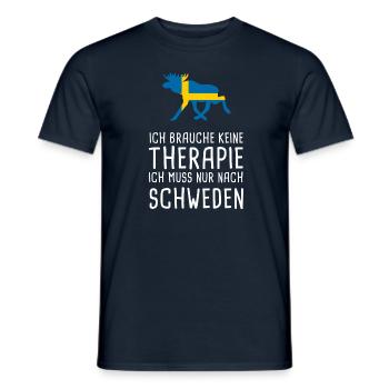 Keine Therapie SCHWEDEN Sverige Elch Geschenk - Männer T-Shirt - Navy - Vorne - AI Model Male 178 light (178cm)