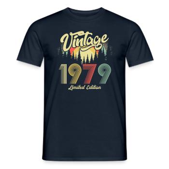 1979 Birthday born in 1979 Retro Vintage - Men's T-Shirt - navy - Front - AI Model Male 178 light (178cm)